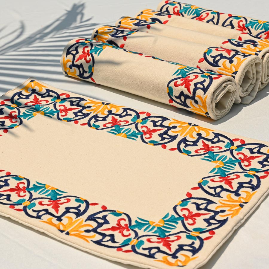 Floral Tiles Placemats Set