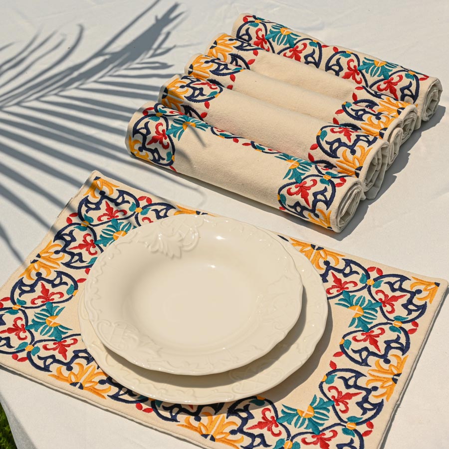 Floral Tiles Placemats Set
