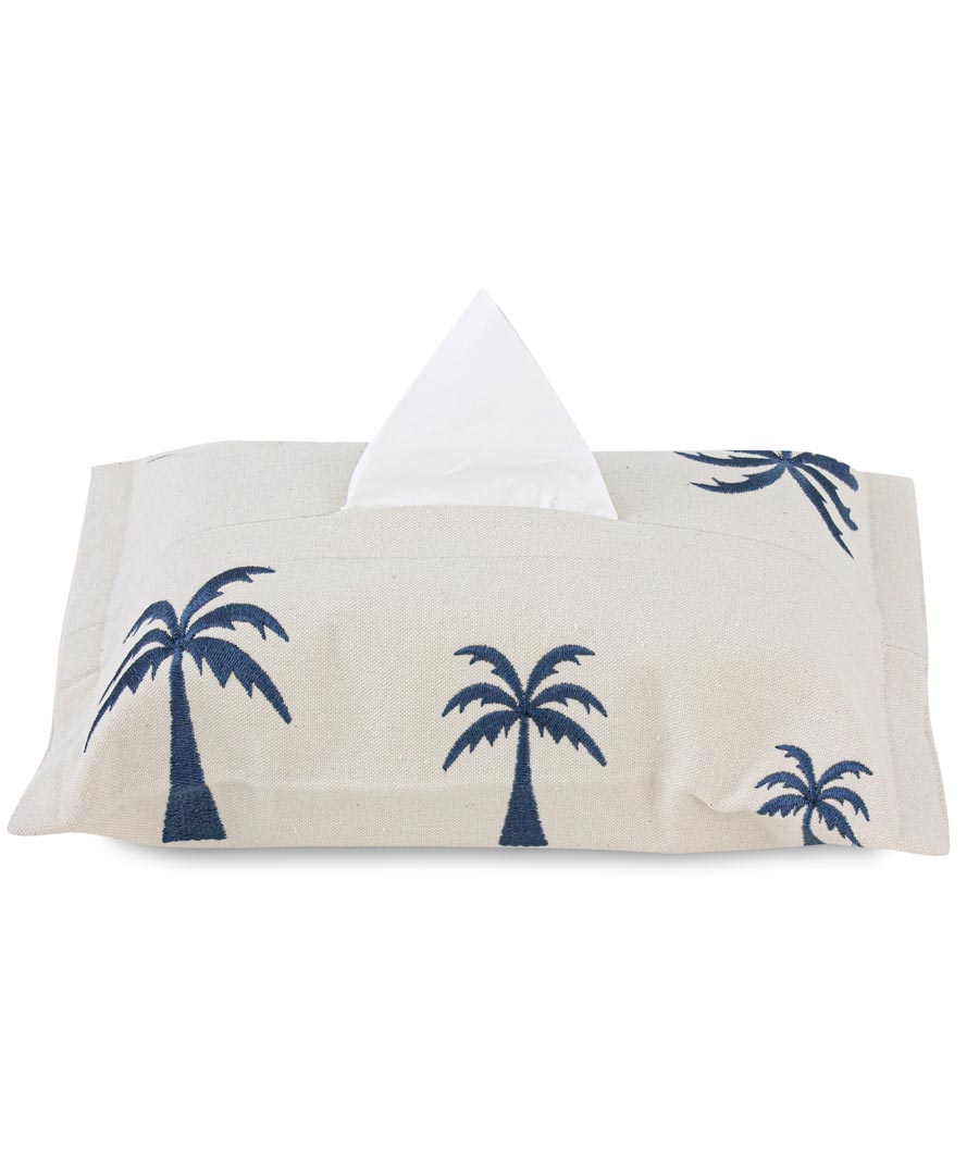 Blue Palm Tissue Box Cover