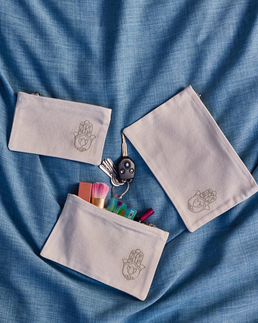 Khamsa Upcycled Pouch – Large