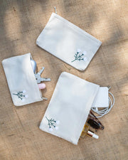 White Rose upcycled Pouch Medium