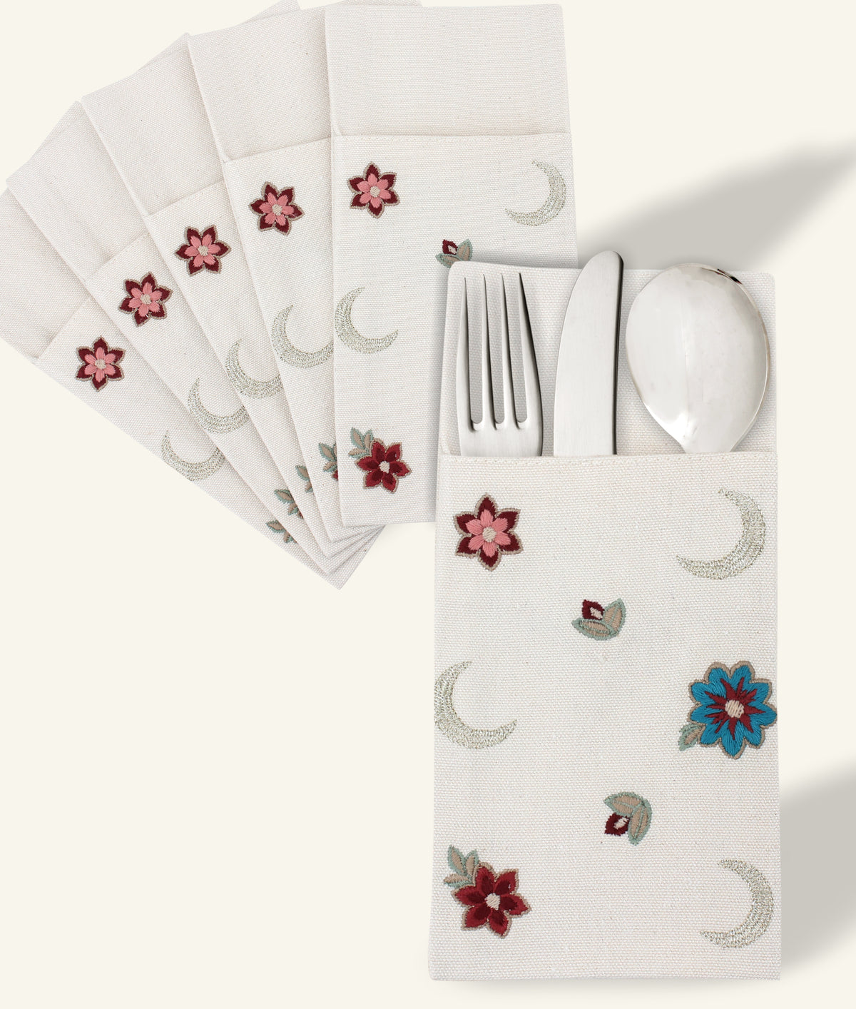 Crescent Garden Cutlery Sleeves Set